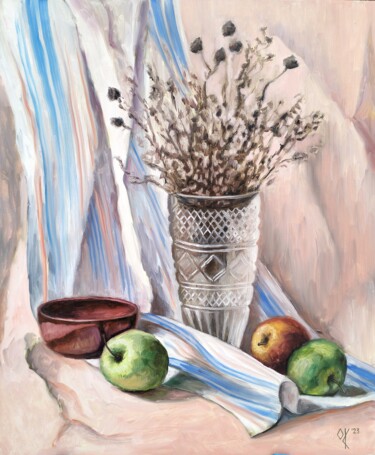 Сrystal Vase with Dried Flowers and Apples